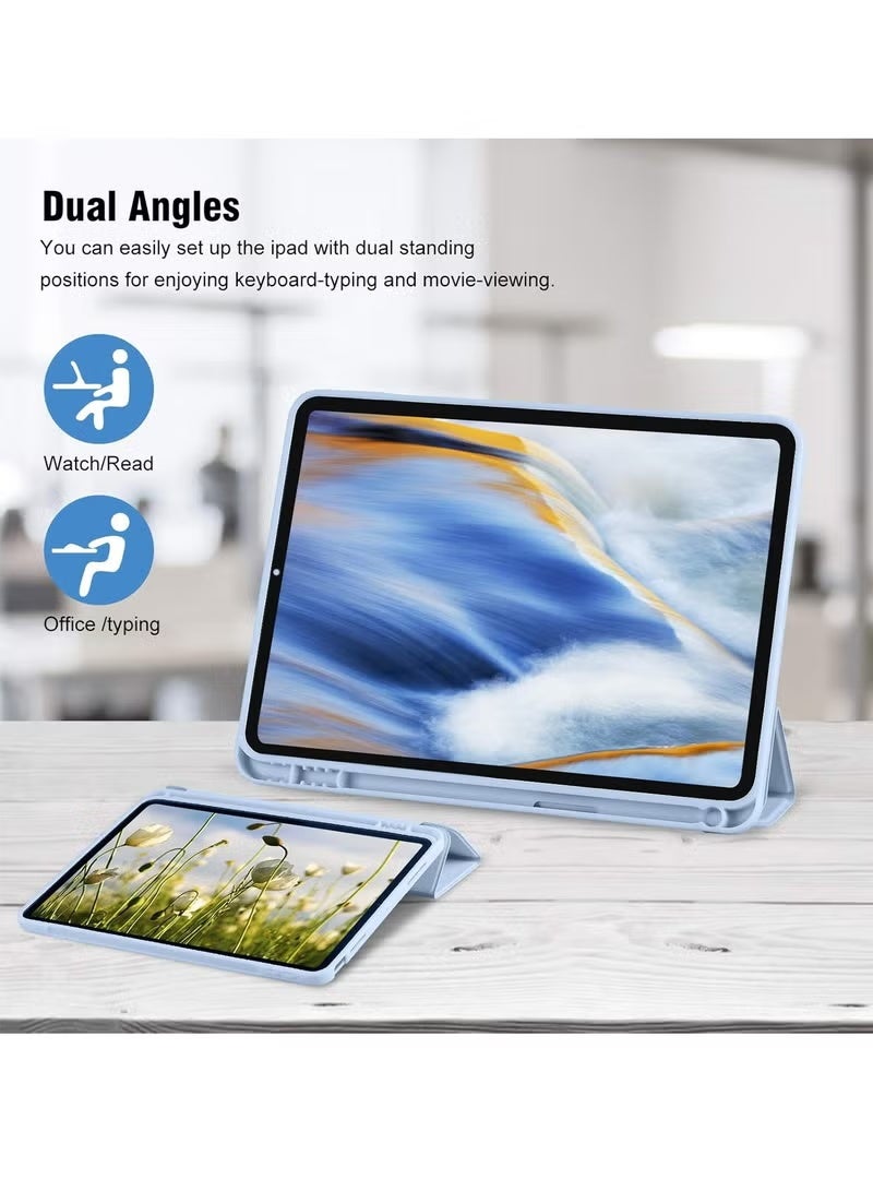 BLUMENIT iPad 10th Generation Case 2022 with Pencil Holder - Soft TPU Back Protective Smart Trifold Stand Cover for iPad 10.9 Inch (10th Gen), Auto Wake/Sleep - Sky Blue - Image 4